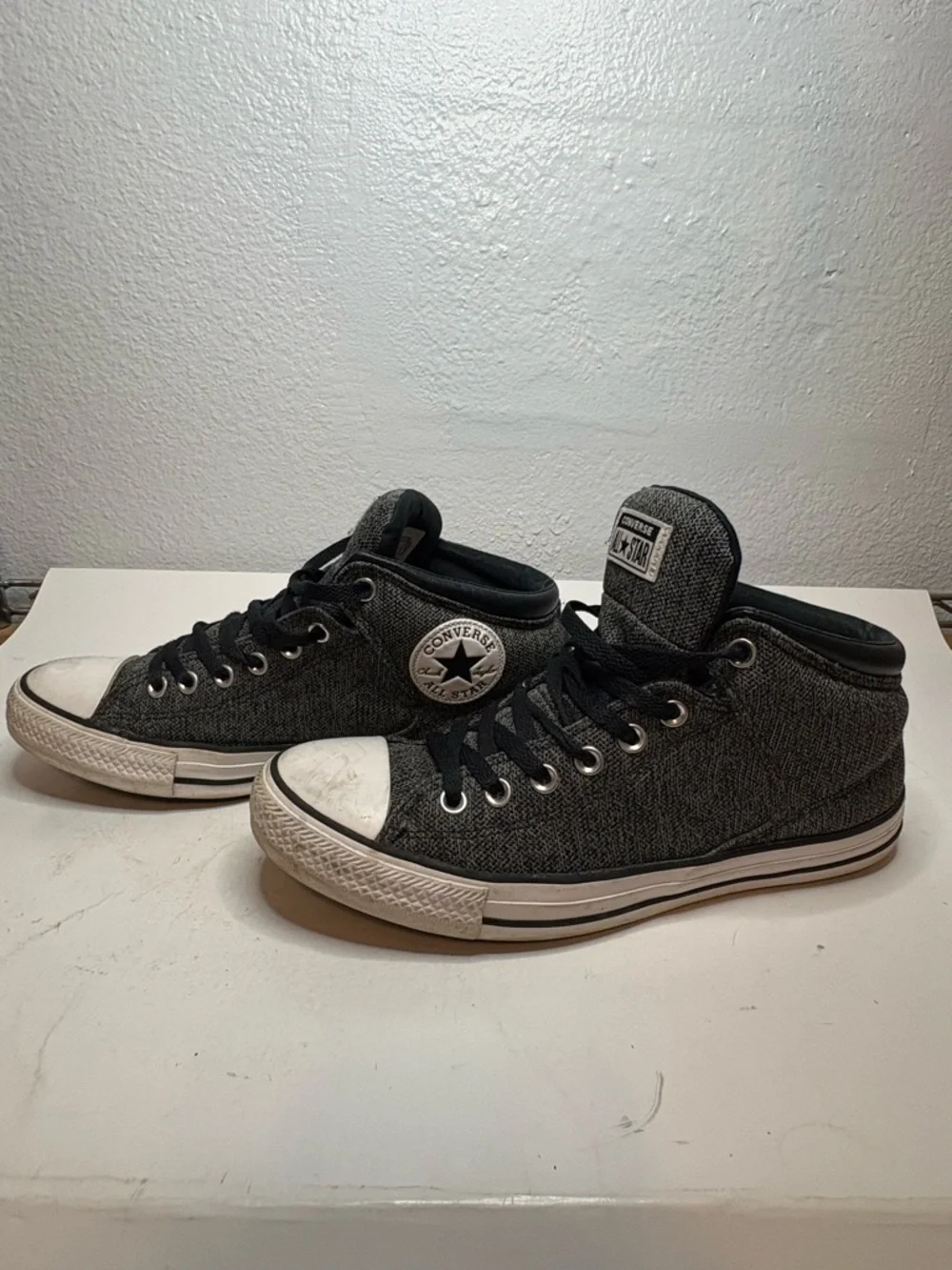 Converse Mid Top Sneakers - Charcoal Black & White - Picture 1 of 6